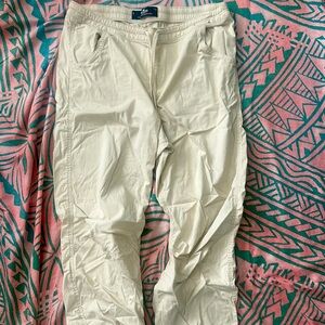 Hollister Cream Adjustable-Rise Parachute Baggy Pants